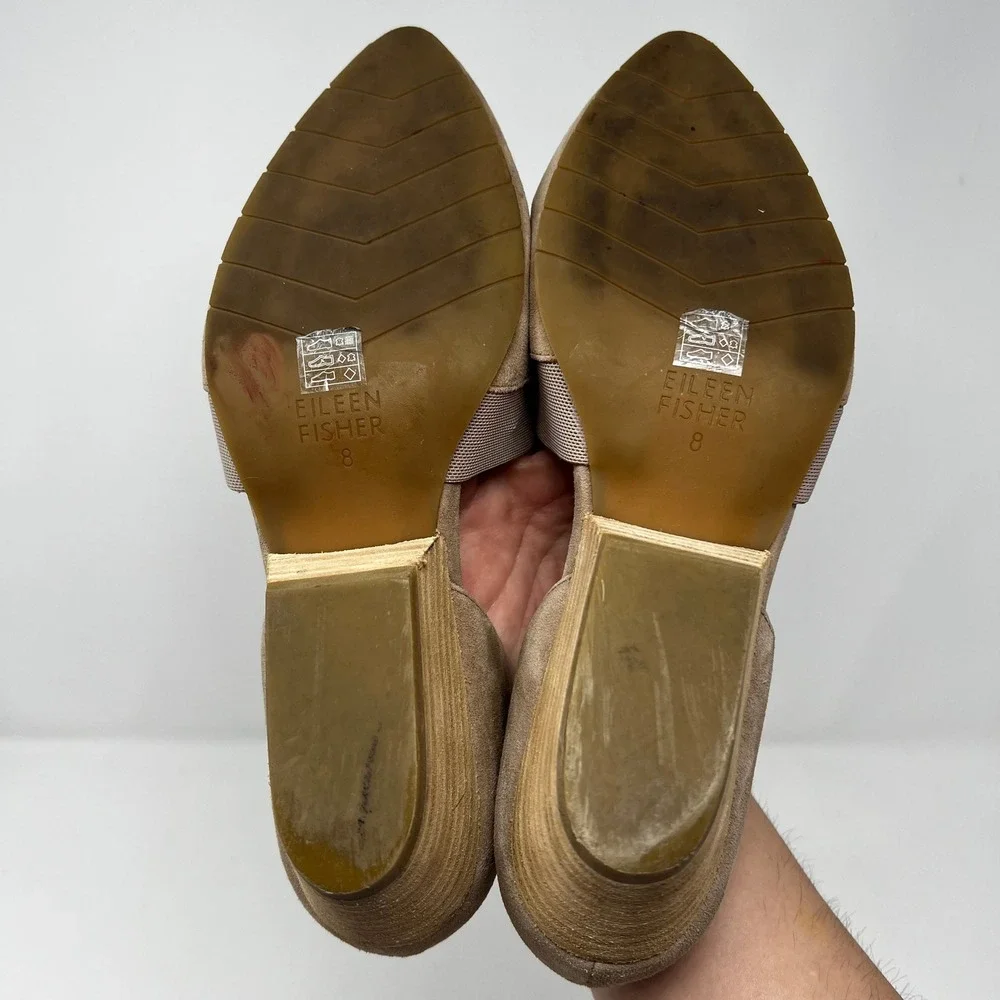 Eileen Fisher Women Taupe Suede D'Orsay Wedge Pumps‎ Size 8 Pointed Toe